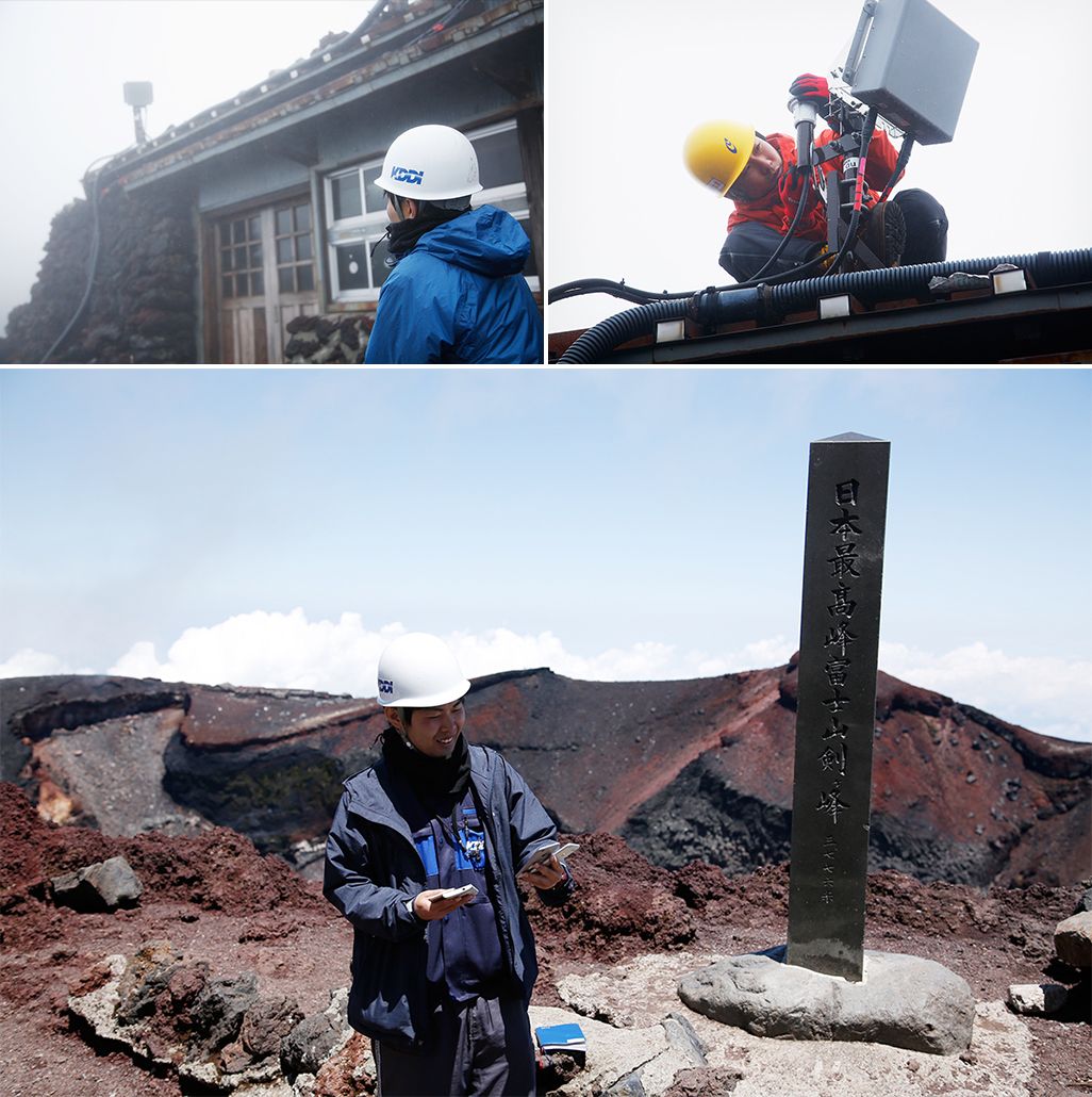 KDDIの富士山通信エリア対策の様子（2015年7月）